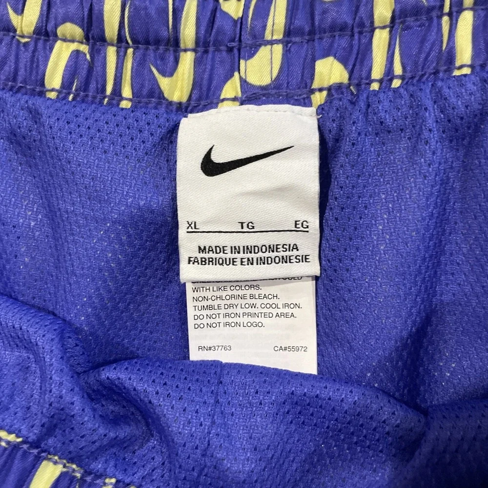 Nike Swim Shorts Mens XL Blue White Logo Swoosh Allover Print Volley 7